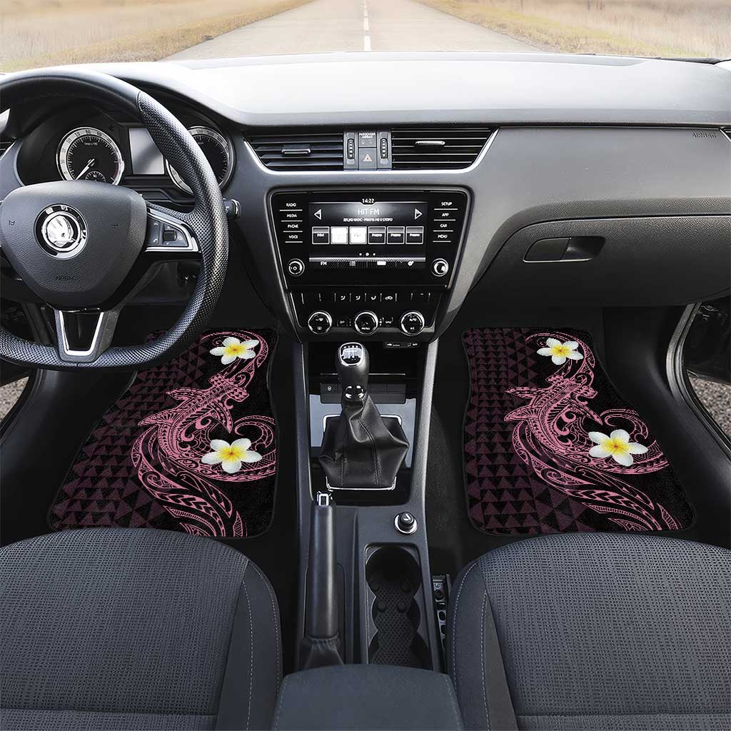 Aloha Hammerhead Shark Car Mats Vivacious Pink Hawaiian Kakau Tribal Tattoo LT9 Set 2pcs - Front Pink - Polynesian Pride