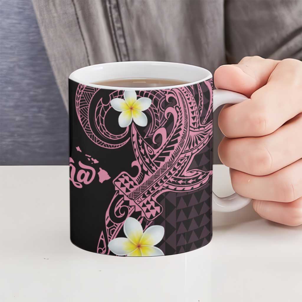 Aloha Hammerhead Shark Ceramic Mug Vivacious Pink Hawaiian Kakau Tribal Tattoo LT9 - Polynesian Pride