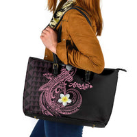Aloha Hammerhead Shark Leather Tote Bag Vivacious Pink Hawaiian Kakau Tribal Tattoo LT9 Pink - Polynesian Pride
