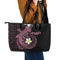 Aloha Hammerhead Shark Leather Tote Bag Vivacious Pink Hawaiian Kakau Tribal Tattoo LT9 - Polynesian Pride