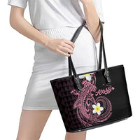Aloha Hammerhead Shark Leather Tote Bag Vivacious Pink Hawaiian Kakau Tribal Tattoo LT9 - Polynesian Pride