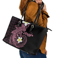 Aloha Hammerhead Shark Leather Tote Bag Vivacious Pink Hawaiian Kakau Tribal Tattoo LT9 - Polynesian Pride