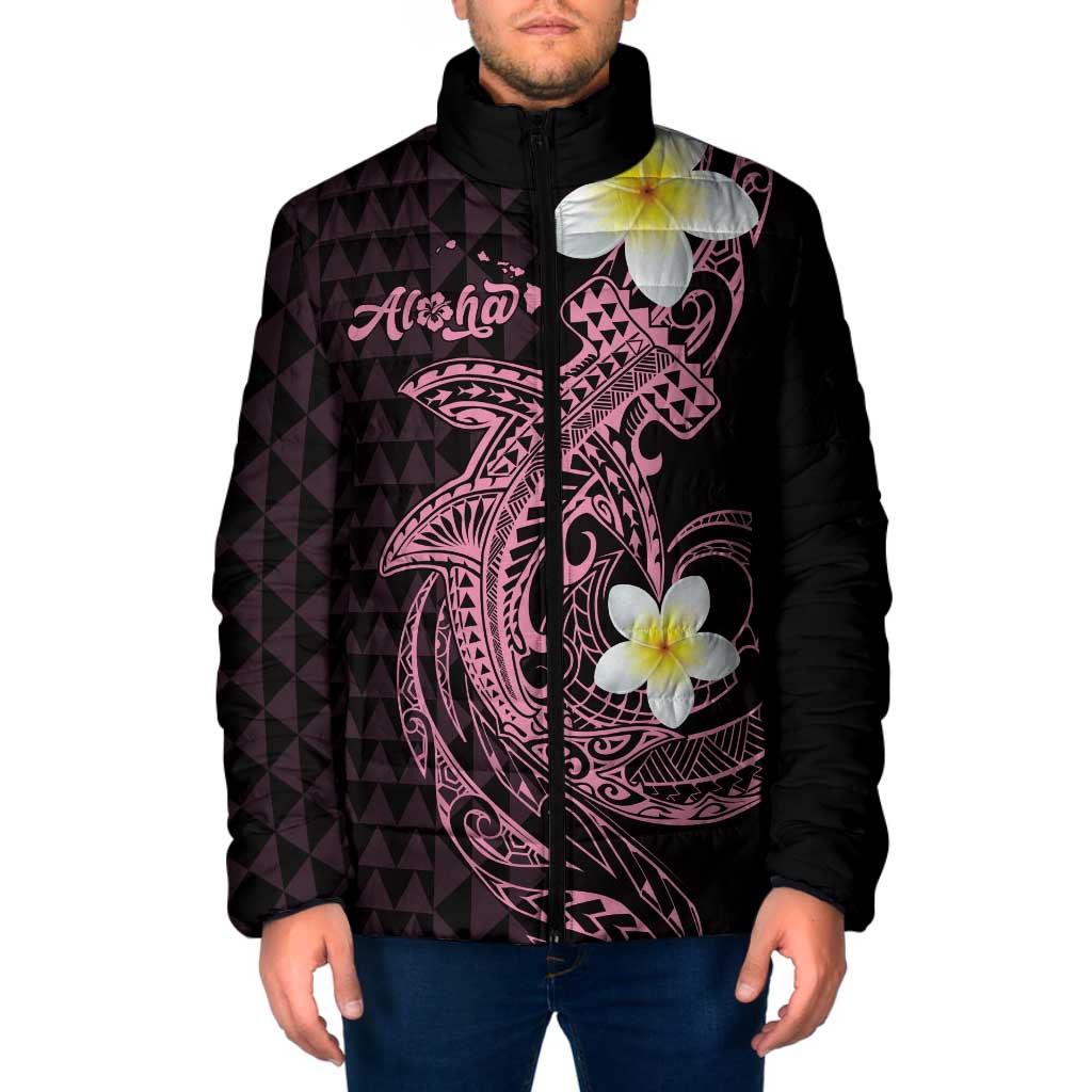 Aloha Hammerhead Shark Padded Jacket Vivacious Pink Hawaiian Kakau Tribal Tattoo LT9 Men Pink - Polynesian Pride