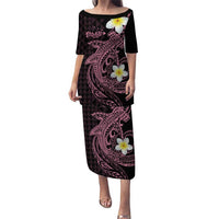 Aloha Hammerhead Shark Puletasi Vivacious Pink Hawaiian Kakau Tribal Tattoo LT9 Long Dress Pink - Polynesian Pride