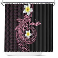 Aloha Hammerhead Shark Shower Curtain Vivacious Pink Hawaiian Kakau Tribal Tattoo LT9 Pink - Polynesian Pride