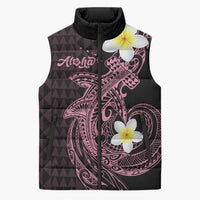 Aloha Hammerhead Shark Sleeveless Puffer Jacket Vivacious Pink Hawaiian Kakau Tribal Tattoo LT9 Unisex Pink - Polynesian Pride