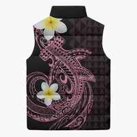 Aloha Hammerhead Shark Sleeveless Puffer Jacket Vivacious Pink Hawaiian Kakau Tribal Tattoo LT9 - Polynesian Pride