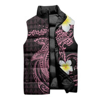 Aloha Hammerhead Shark Sleeveless Puffer Jacket Vivacious Pink Hawaiian Kakau Tribal Tattoo LT9 - Polynesian Pride