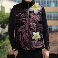 Aloha Hammerhead Shark Sleeveless Puffer Jacket Vivacious Pink Hawaiian Kakau Tribal Tattoo LT9 - Polynesian Pride