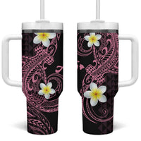 Aloha Hammerhead Shark Tumbler With Handle Vivacious Pink Hawaiian Kakau Tribal Tattoo LT9 One Size: 40 oz Pink - Polynesian Pride