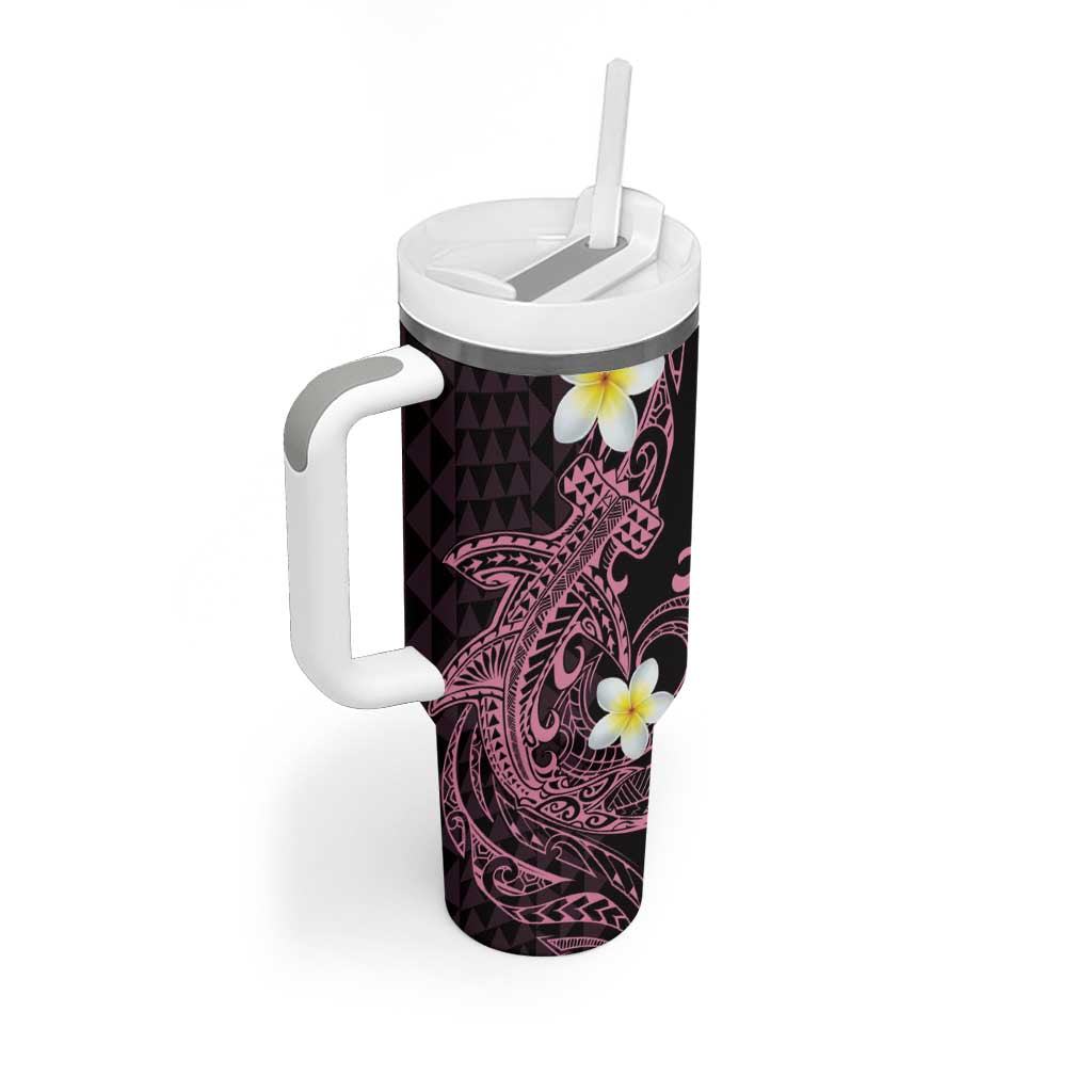 Aloha Hammerhead Shark Tumbler With Handle Vivacious Pink Hawaiian Kakau Tribal Tattoo LT9 - Polynesian Pride