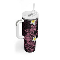 Aloha Hammerhead Shark Tumbler With Handle Vivacious Pink Hawaiian Kakau Tribal Tattoo LT9 - Polynesian Pride