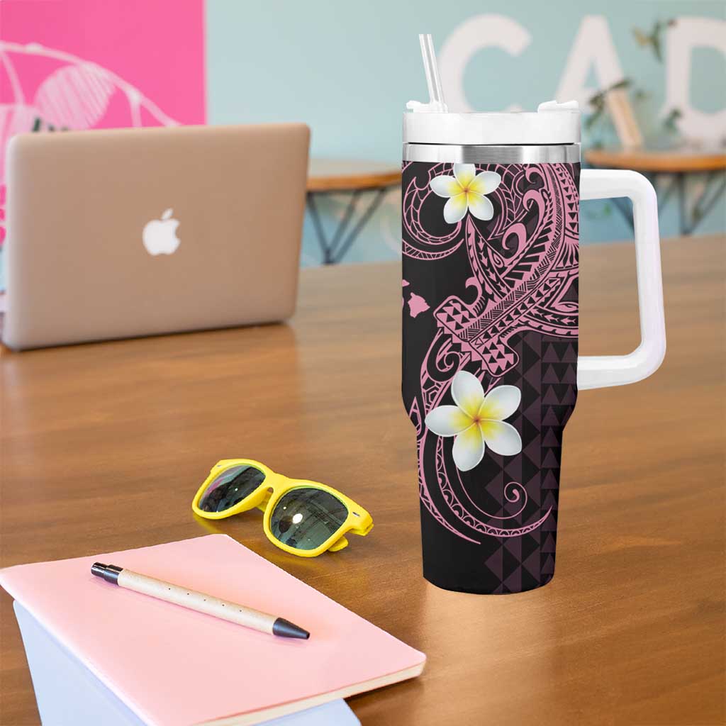 Aloha Hammerhead Shark Tumbler With Handle Vivacious Pink Hawaiian Kakau Tribal Tattoo LT9 - Polynesian Pride