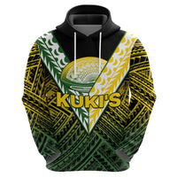 (Custom Text and Number) The Kukis Cook Islands Rugby Hoodie Be Unique Vibe Black LT9 Zip Hoodie Black - Polynesian Pride