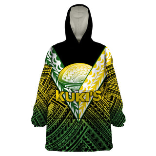 (Custom Text And Number) The Kuki's Cook Islands Rugby Wearable Blanket Hoodie Be Unique Vibe Black LT9 - Adult / One Size / Black