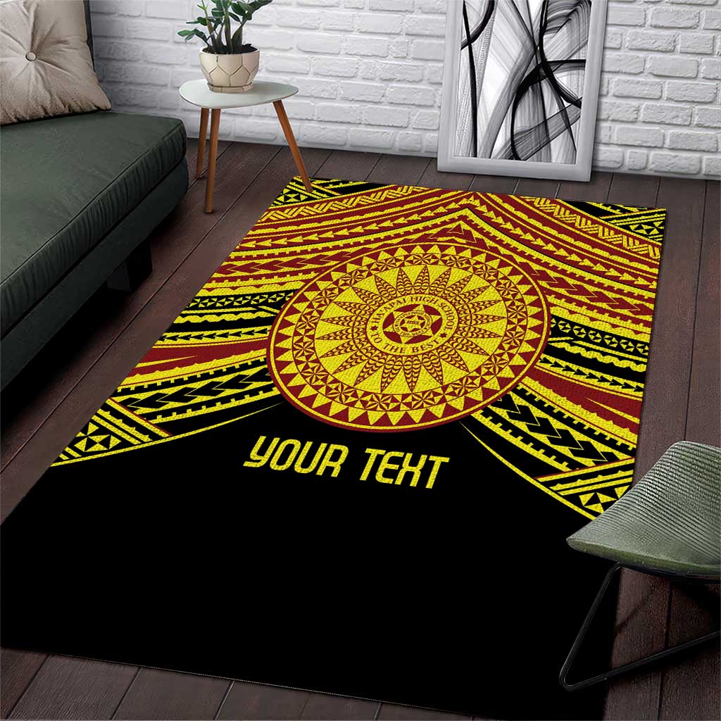 Personalised Tonga Ha apai High School Area Rug Ngatu Fonulei Pattern LT9 Gold - Polynesian Pride
