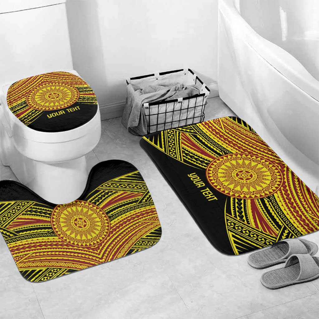 Personalised Tonga Ha apai High School Bathroom Set Ngatu Fonulei Pattern LT9 Mat Set Only (3 pcs) One Size Gold - Polynesian Pride