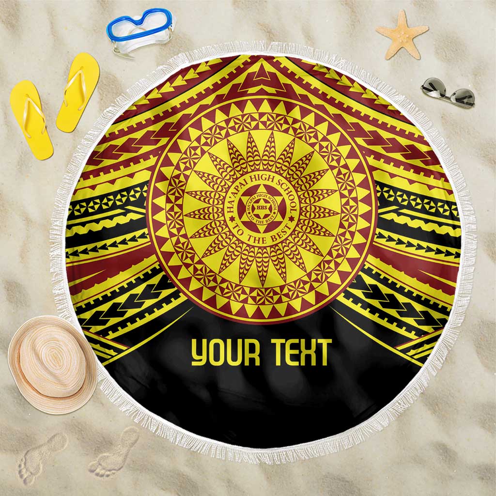 Personalised Tonga Ha apai High School Beach Blanket Ngatu Fonulei Pattern LT9 One Size 150cm Gold - Polynesian Pride