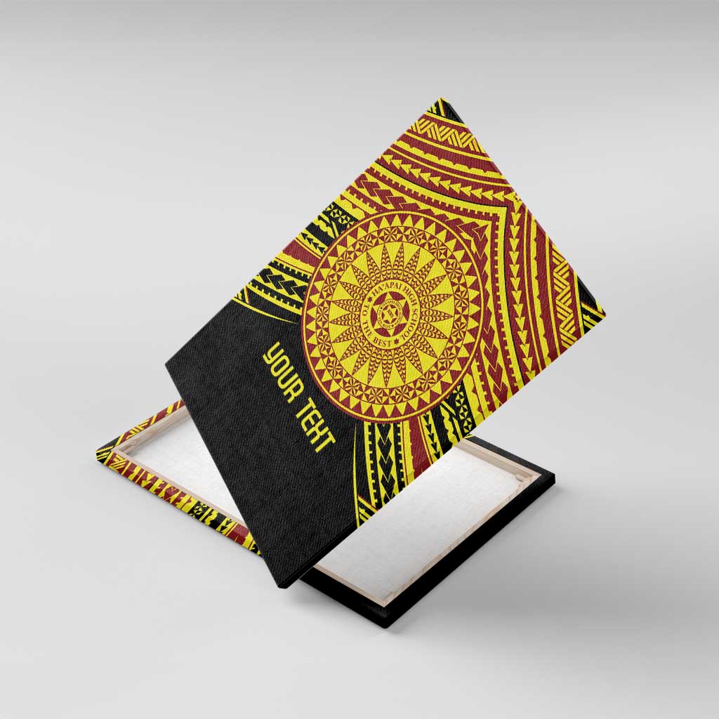Personalised Tonga Ha apai High School Canvas Wall Art Ngatu Fonulei Pattern LT9 With Frame Gold - Polynesian Pride