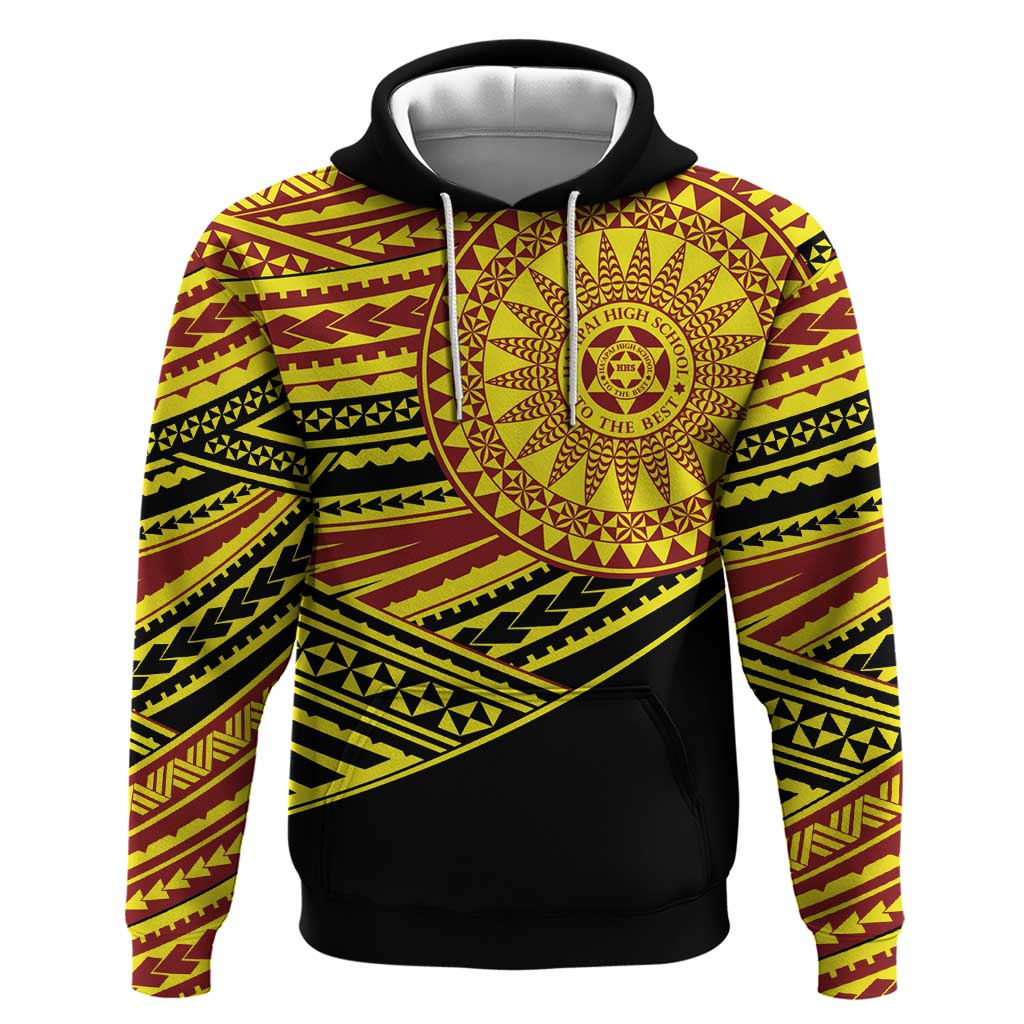 Personalised Tonga Ha apai High School Hoodie Ngatu Fonulei Pattern LT9 Pullover Hoodie Gold - Polynesian Pride