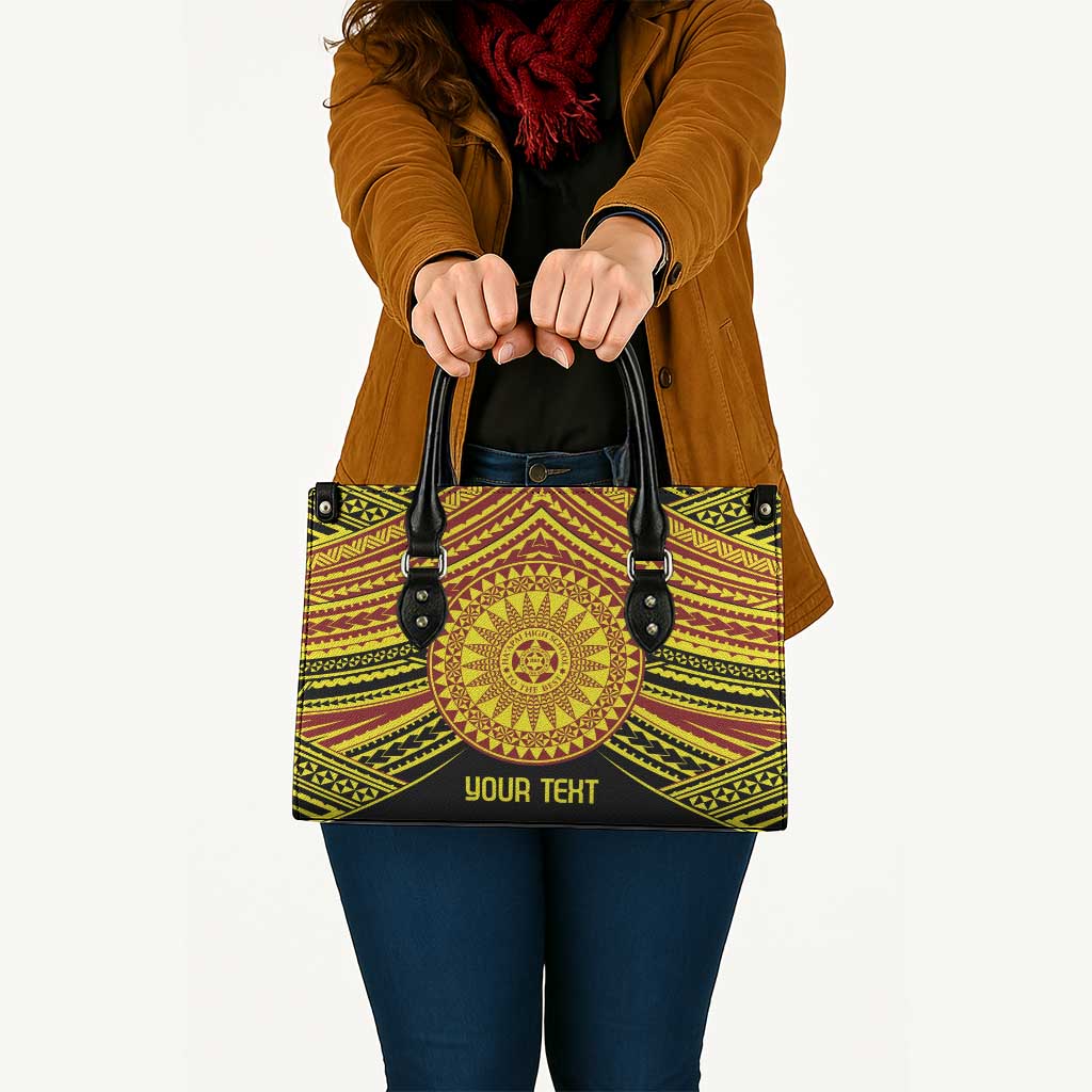Personalised Tonga Ha apai High School Leather Bag Ngatu Fonulei Pattern LT9 - Polynesian Pride