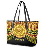 Personalised Tonga Ha apai High School Leather Tote Bag Ngatu Fonulei Pattern LT9 - Polynesian Pride