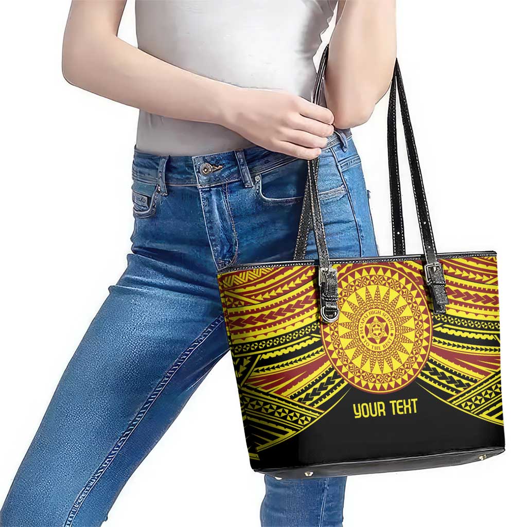 Personalised Tonga Ha apai High School Leather Tote Bag Ngatu Fonulei Pattern LT9 - Polynesian Pride