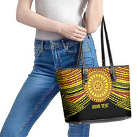 Personalised Tonga Ha apai High School Leather Tote Bag Ngatu Fonulei Pattern LT9 - Polynesian Pride