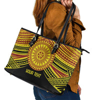 Personalised Tonga Ha apai High School Leather Tote Bag Ngatu Fonulei Pattern LT9 - Polynesian Pride