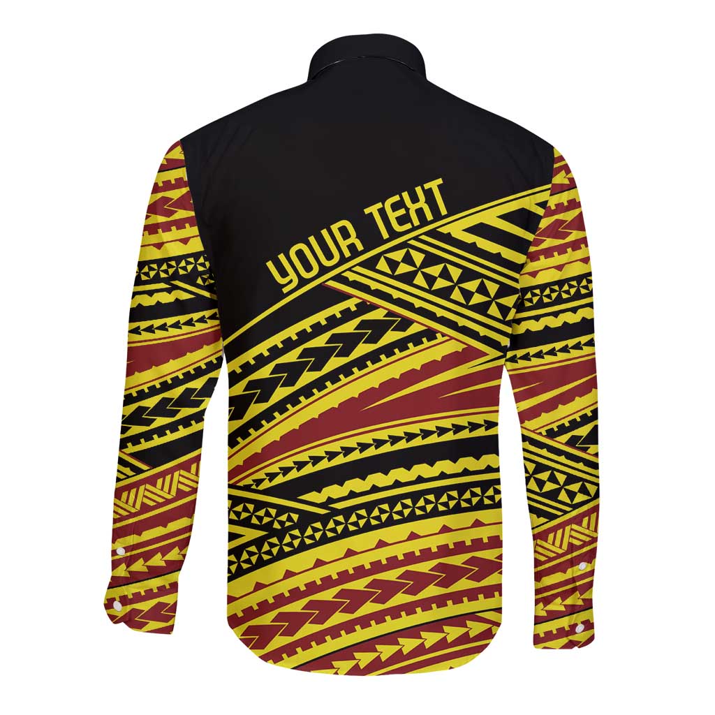 Personalised Tonga Ha apai High School Long Sleeve Button Shirt Ngatu Fonulei Pattern LT9 - Polynesian Pride