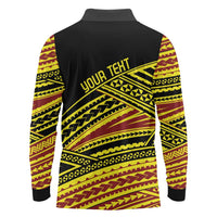 Personalised Tonga Ha apai High School Long Sleeve Polo Shirt Ngatu Fonulei Pattern LT9 - Polynesian Pride