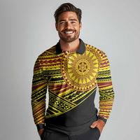 Personalised Tonga Ha apai High School Long Sleeve Polo Shirt Ngatu Fonulei Pattern LT9 - Polynesian Pride