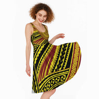 Personalised Tonga Ha apai High School Midi Dress Ngatu Fonulei Pattern LT9 - Polynesian Pride