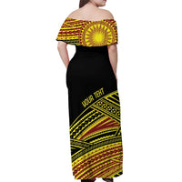Personalised Tonga Ha apai High School Off Shoulder Maxi Dress Ngatu Fonulei Pattern LT9 - Polynesian Pride