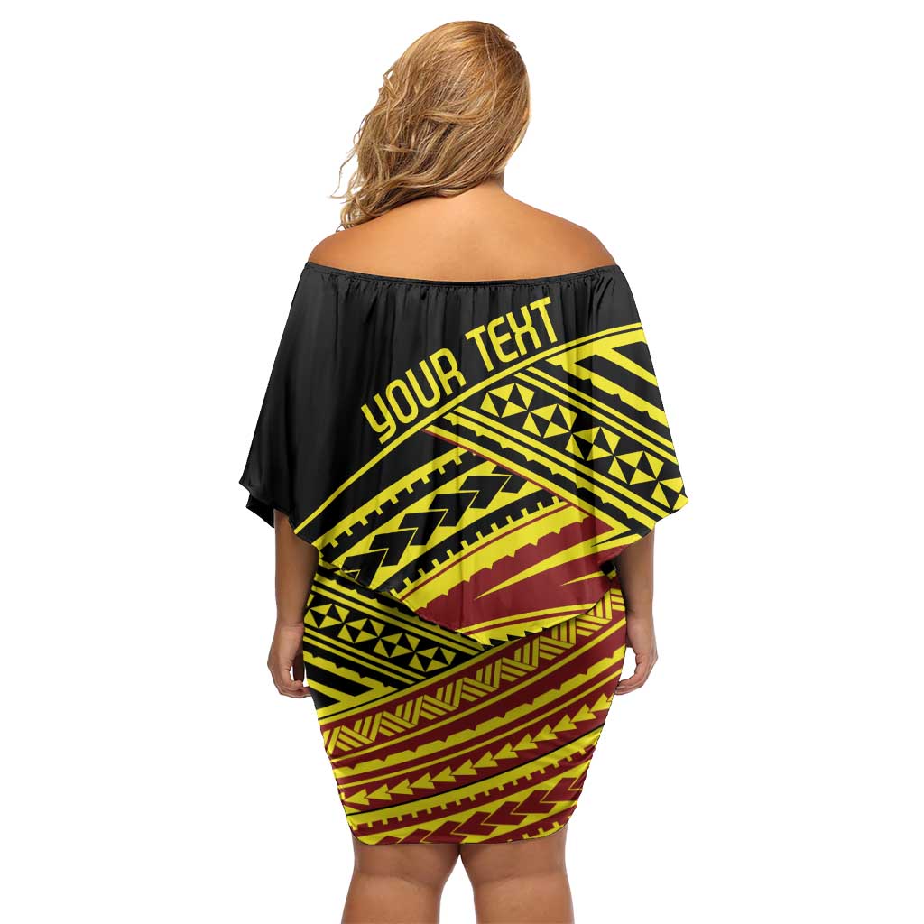 Personalised Tonga Ha apai High School Off Shoulder Short Dress Ngatu Fonulei Pattern LT9 - Polynesian Pride