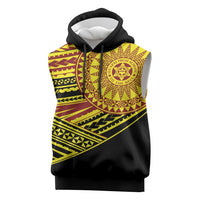 Personalised Tonga Ha apai High School Sleeveless Hoodie Ngatu Fonulei Pattern LT9 Gold - Polynesian Pride