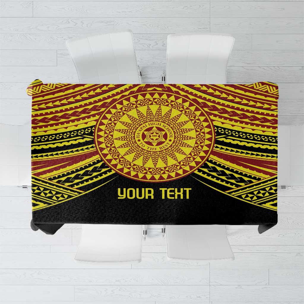 Personalised Tonga Ha apai High School Tablecloth Ngatu Fonulei Pattern LT9 Gold - Polynesian Pride