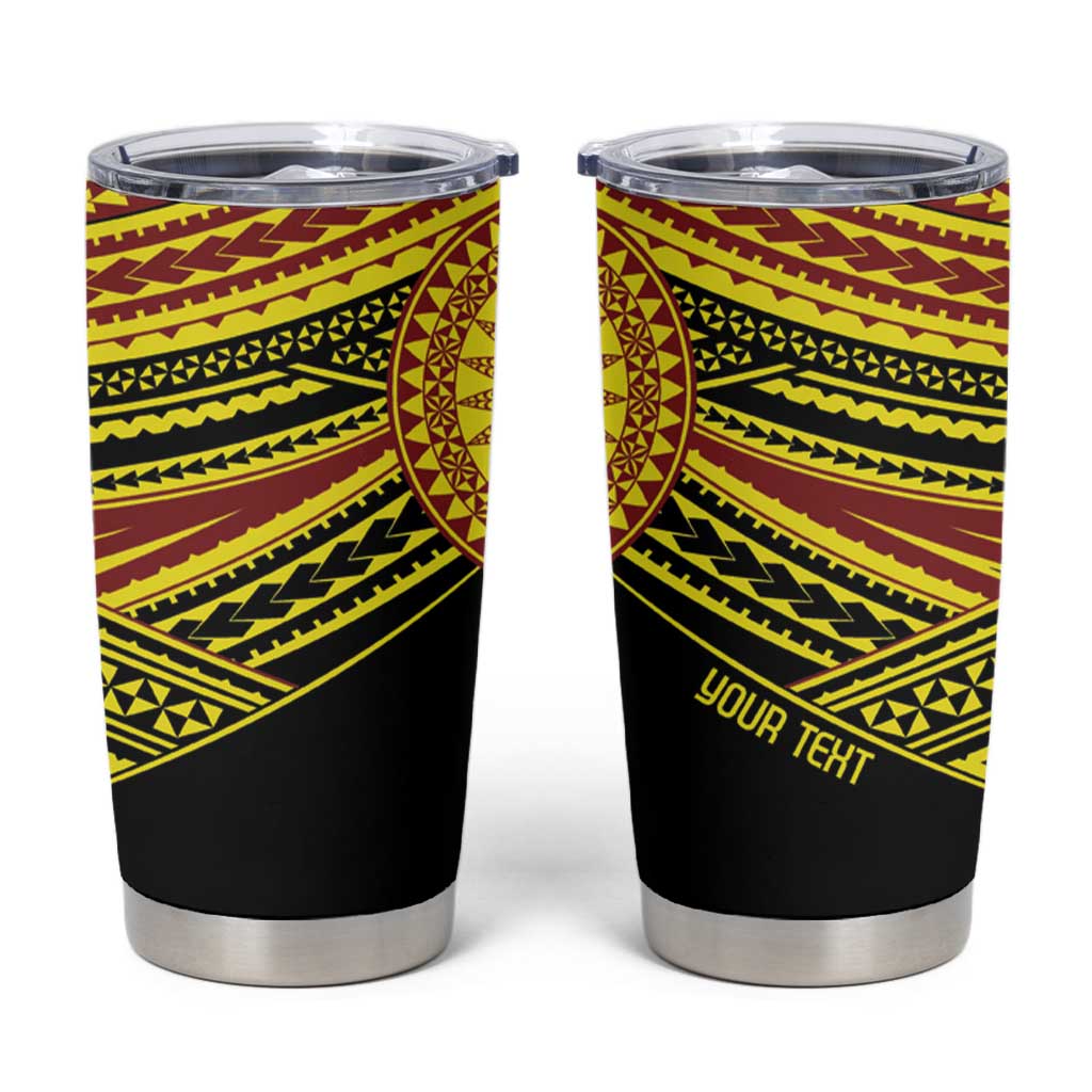 Personalised Tonga Ha apai High School Tumbler Cup Ngatu Fonulei Pattern LT9 Gold - Polynesian Pride
