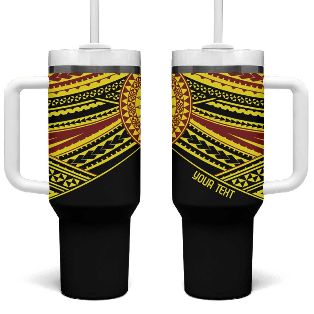 Personalised Tonga Ha apai High School Tumbler With Handle Ngatu Fonulei Pattern LT9 One Size: 40 oz Gold - Polynesian Pride
