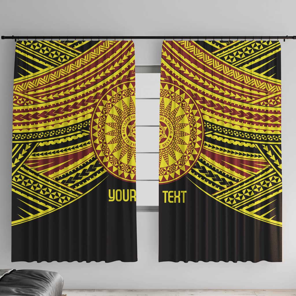 Personalised Tonga Ha apai High School Window Curtain Ngatu Fonulei Pattern LT9 With Hooks Gold - Polynesian Pride