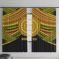 Personalised Tonga Ha apai High School Window Curtain Ngatu Fonulei Pattern LT9 With Hooks Gold - Polynesian Pride