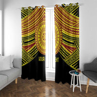 Personalised Tonga Ha apai High School Window Curtain Ngatu Fonulei Pattern LT9 With Grommets Gold - Polynesian Pride