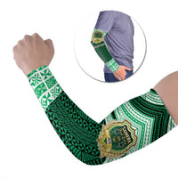 Personalised Tonga Saineha High School Arm Sleeves Polynesian Ngatu Tribal LT9 Set of 2 Green - Polynesian Pride