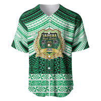 Personalised Tonga Saineha High School Baseball Jersey Polynesian Ngatu Tribal LT9 Green - Polynesian Pride