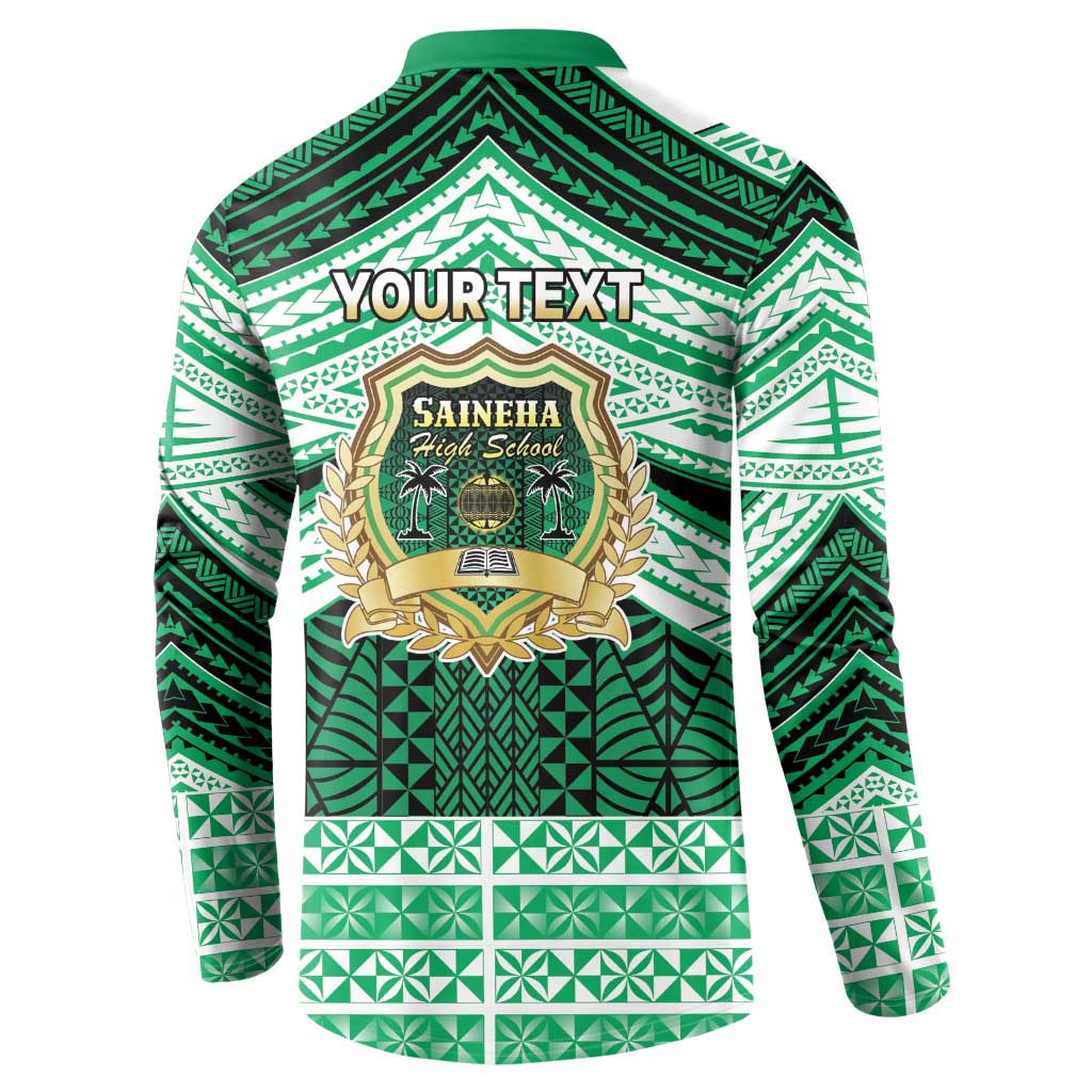 Personalised Tonga Saineha High School Button Sweatshirt Polynesian Ngatu Tribal LT9 - Polynesian Pride