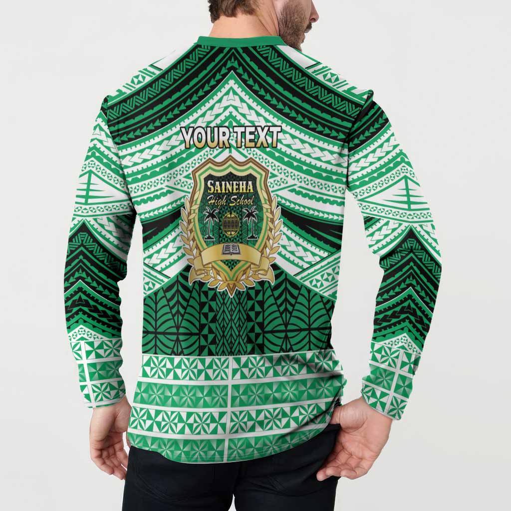 Personalised Tonga Saineha High School Button Sweatshirt Polynesian Ngatu Tribal LT9 - Polynesian Pride