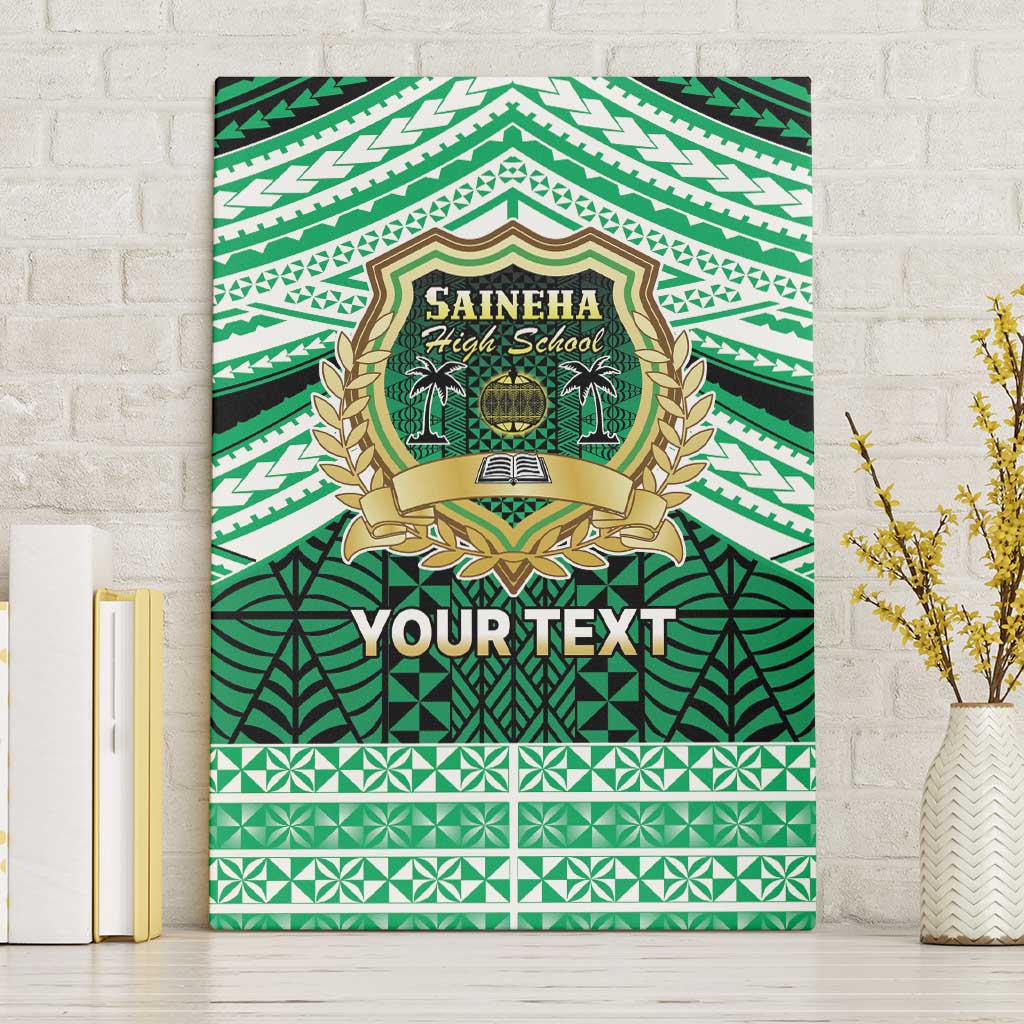 Personalised Tonga Saineha High School Canvas Wall Art Polynesian Ngatu Tribal LT9 Without Frame Green - Polynesian Pride