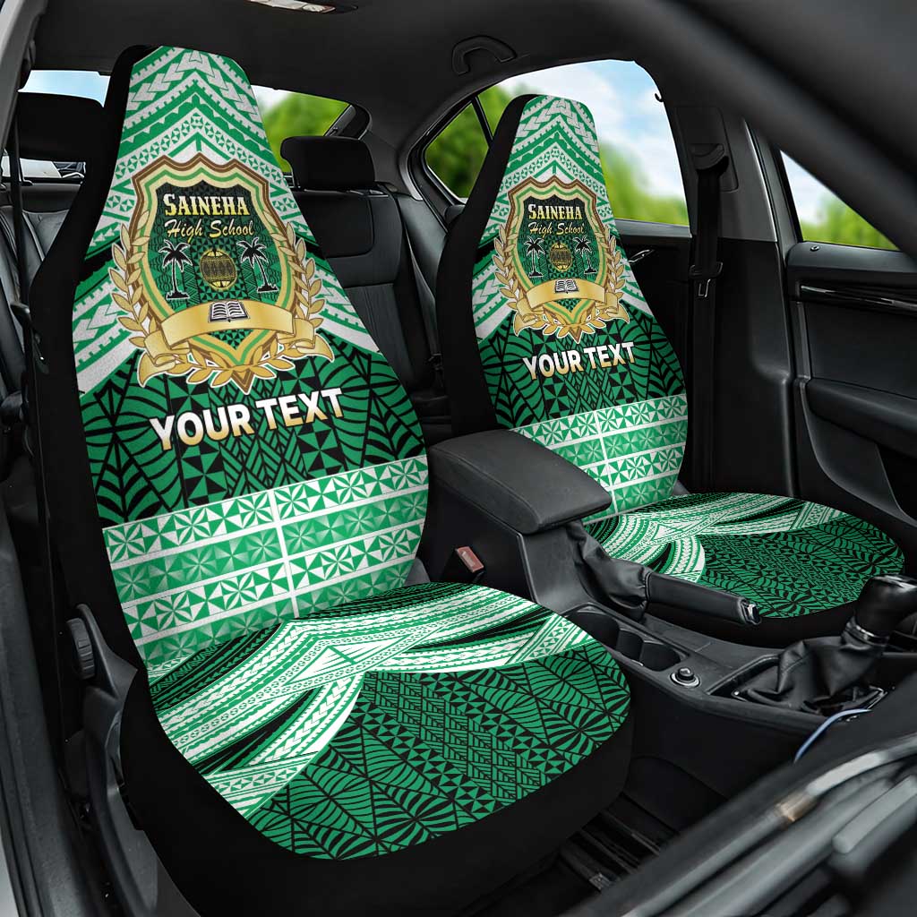 Personalised Tonga Saineha High School Car Seat Cover Polynesian Ngatu Tribal LT9 One Size Green - Polynesian Pride