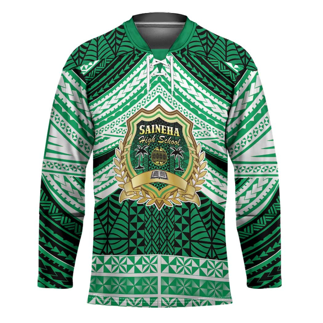 Personalised Tonga Saineha High School Hockey Jersey Polynesian Ngatu Tribal LT9 Unisex Green - Polynesian Pride