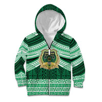 Personalised Tonga Saineha High School Kid Hoodie Polynesian Ngatu Tribal LT9 Zip Hoodie Green - Polynesian Pride
